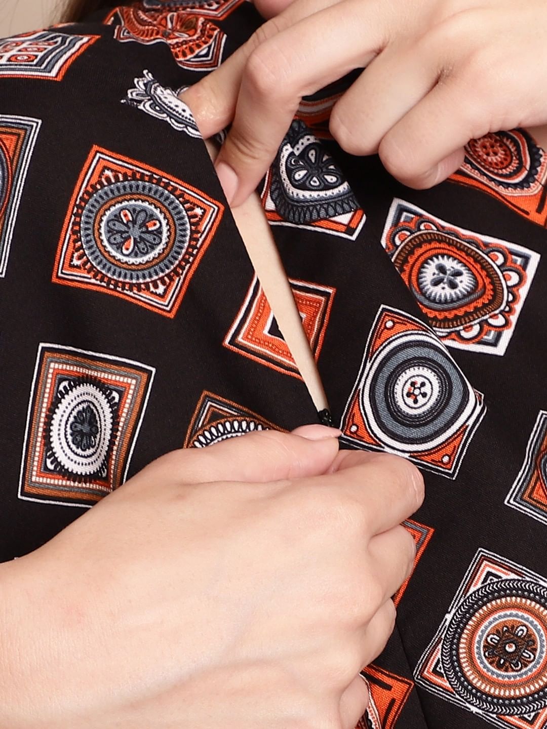 Black & Orange Maternity Dress