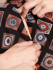 Black & Orange Maternity Dress