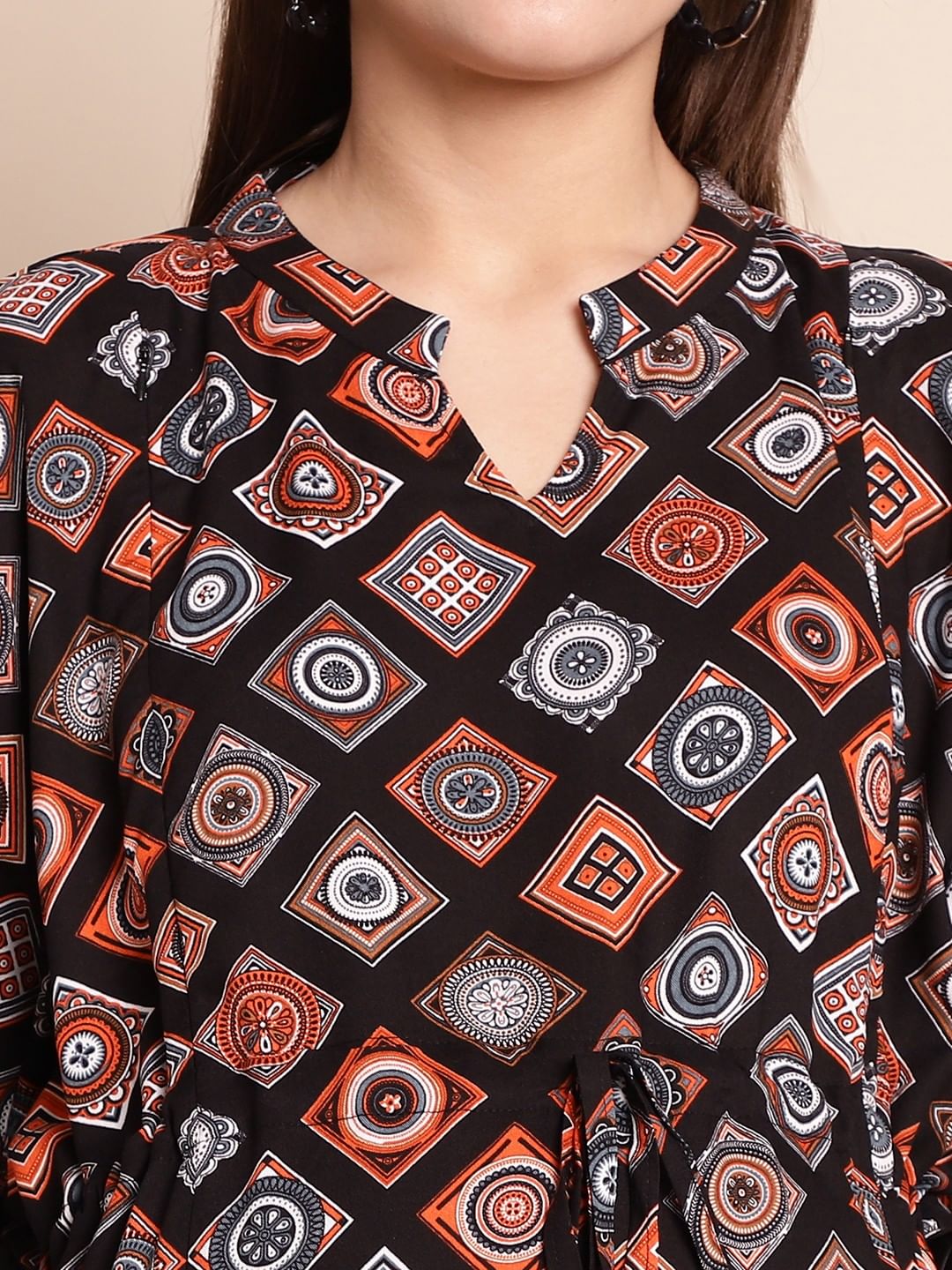 Black & Orange Maternity Dress