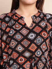 Black & Orange Maternity Dress