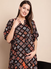 Black & Orange Maternity Dress