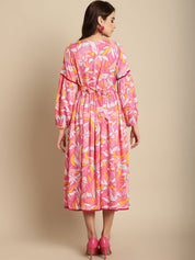 Pink Floral Rayon Maternity Dress