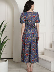 Navy Blue Rayon Maternity Dress