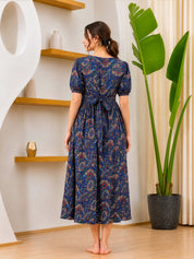 Navy Blue Rayon Maternity Dress