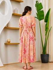 Pink Floral Rayon Maternity Dress