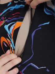 Abstract Print Multi Rayon Maternity Nightdress