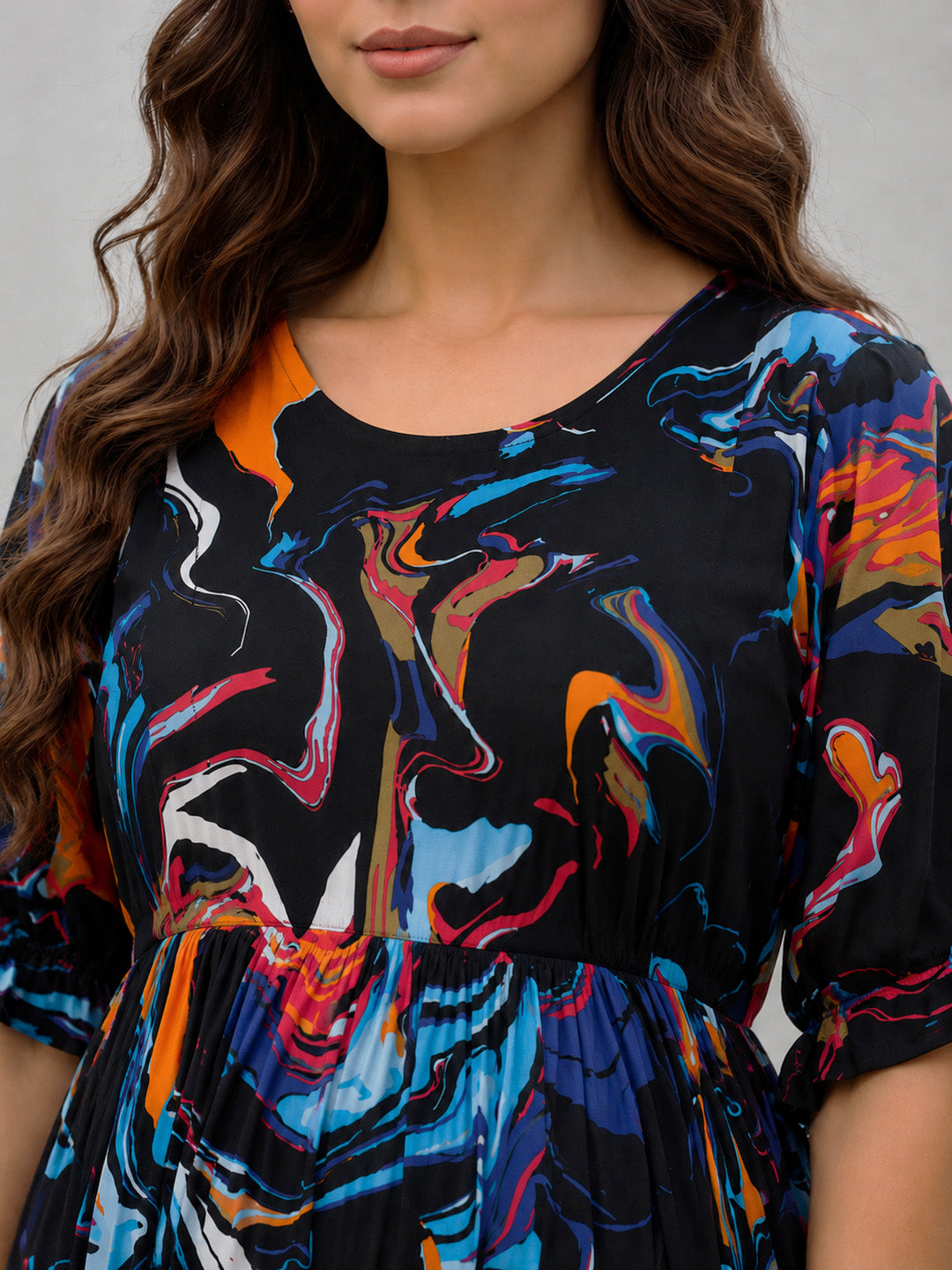 Abstract Print Multi Rayon Maternity Nightdress
