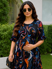 Abstract Print Multi Rayon Maternity Nightdress