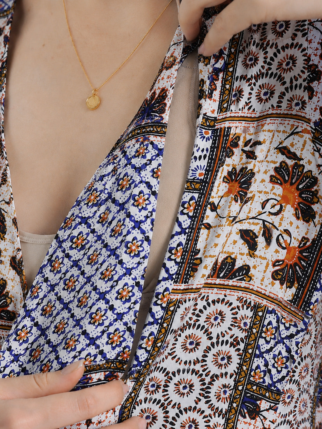Geometric Print Multi Rayon Maternity Nightdress