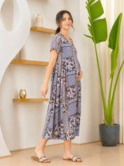 Geometric Print Multi Rayon Maternity Nightdress