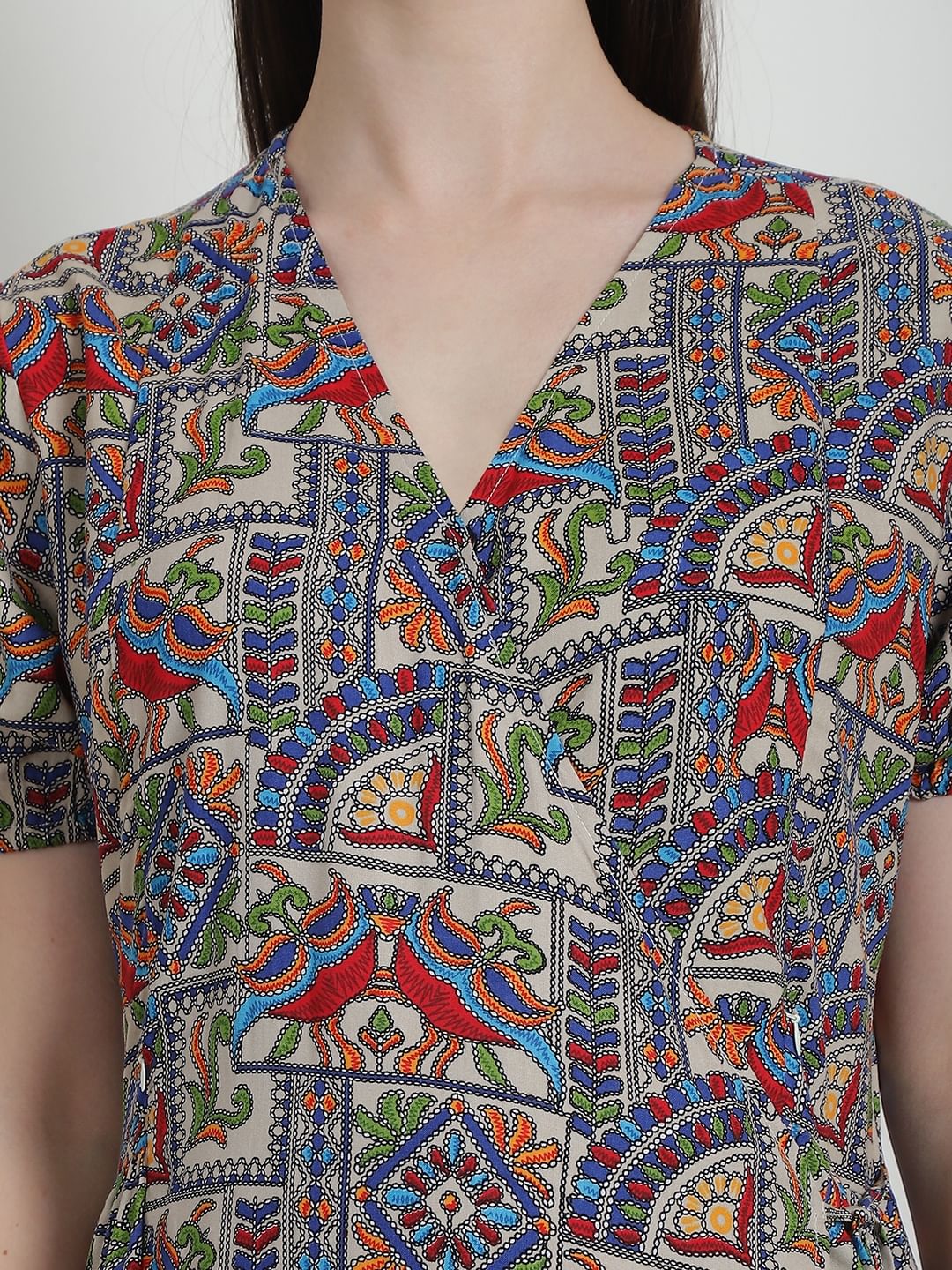 Geometric Print Multi Rayon Maternity Nightdress