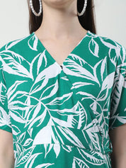 Floral Print Green Rayon Maternity Wrap Dress