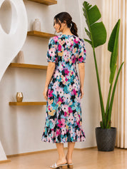 Floral Print Multi Rayon Maternity Wrap Dress