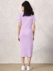 Lilac & Black Solid Ribbed Maternity Bodycon Dress