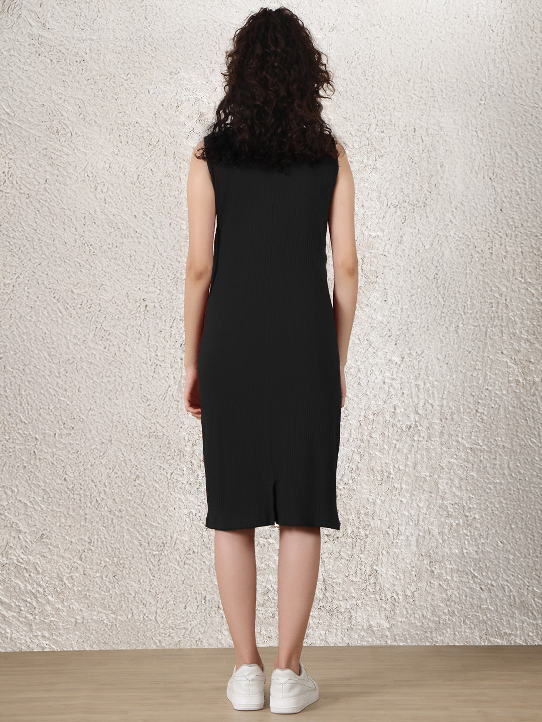 Black Solid Ribbed Maternity Bodycon Dress