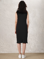 Black Solid Ribbed Maternity Bodycon Dress