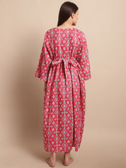 Pink Ethnic Printed Maternity Dress