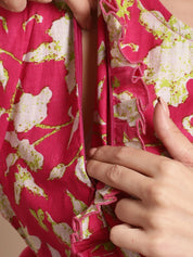 Pink Floral Printed Maternity Dress