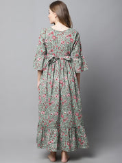 Green & Red Floral Maternity dress