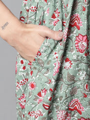 Green & Red Floral Maternity dress