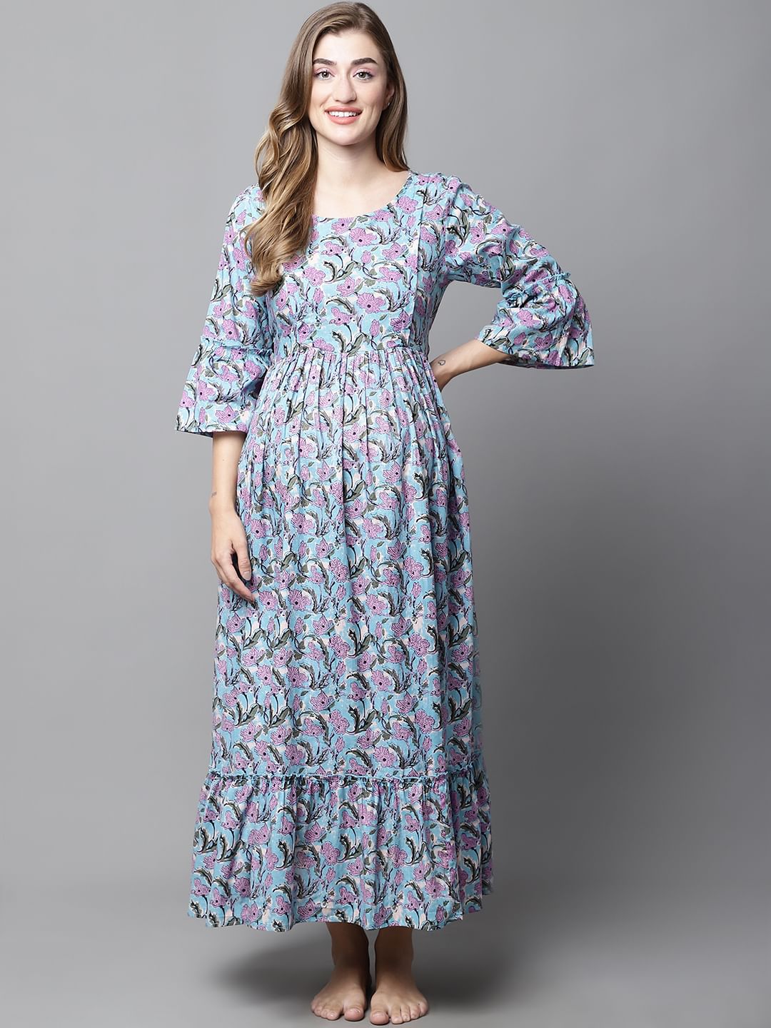 Purple Floral Maternity dress