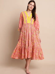 Peach & Yellow Floral Maternity Dress