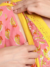 Peach & Yellow Floral Maternity Dress