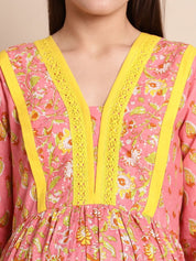 Peach & Yellow Floral Maternity Dress