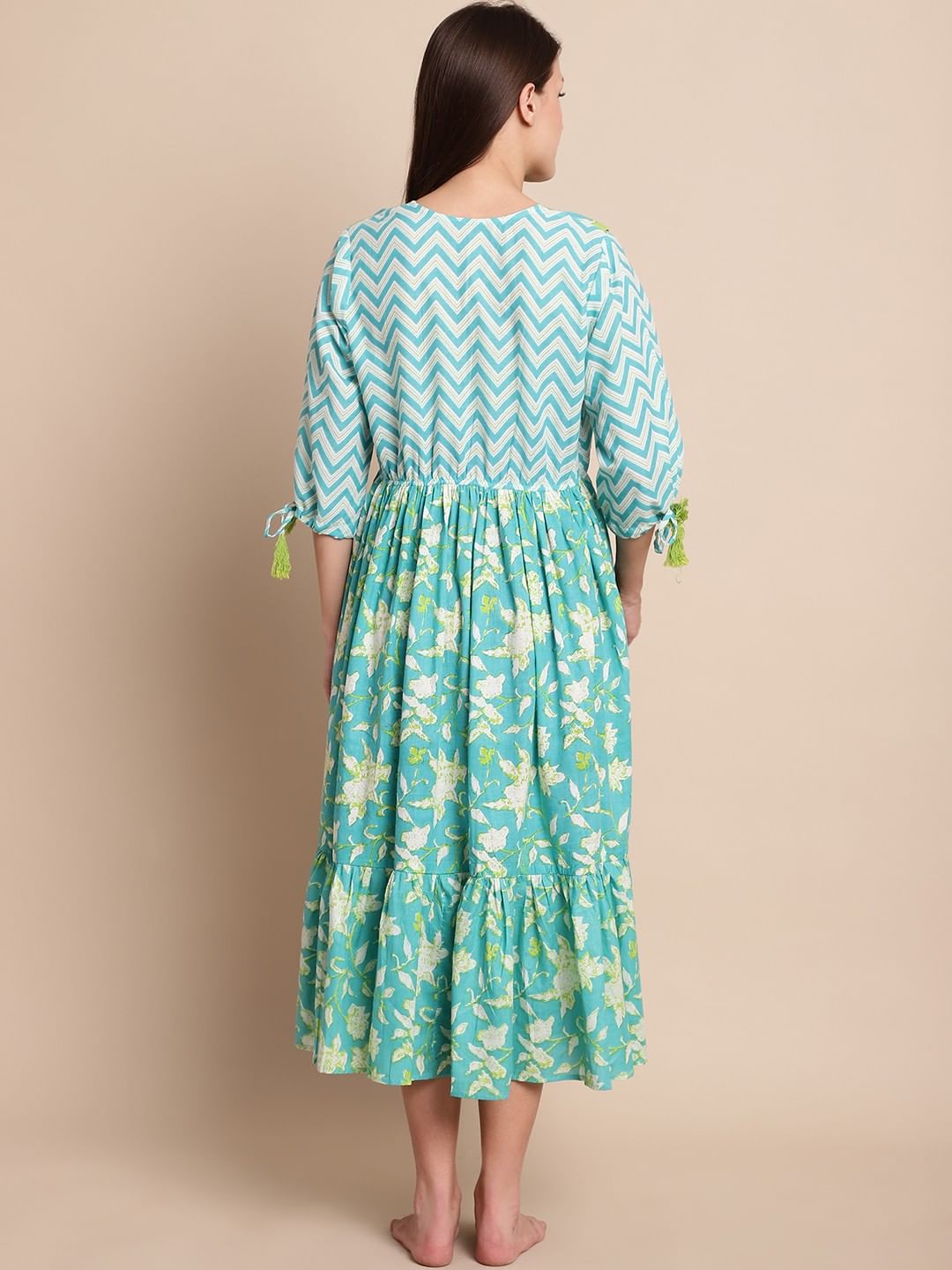 Turquoise & Yellow Floral Maternity Dress