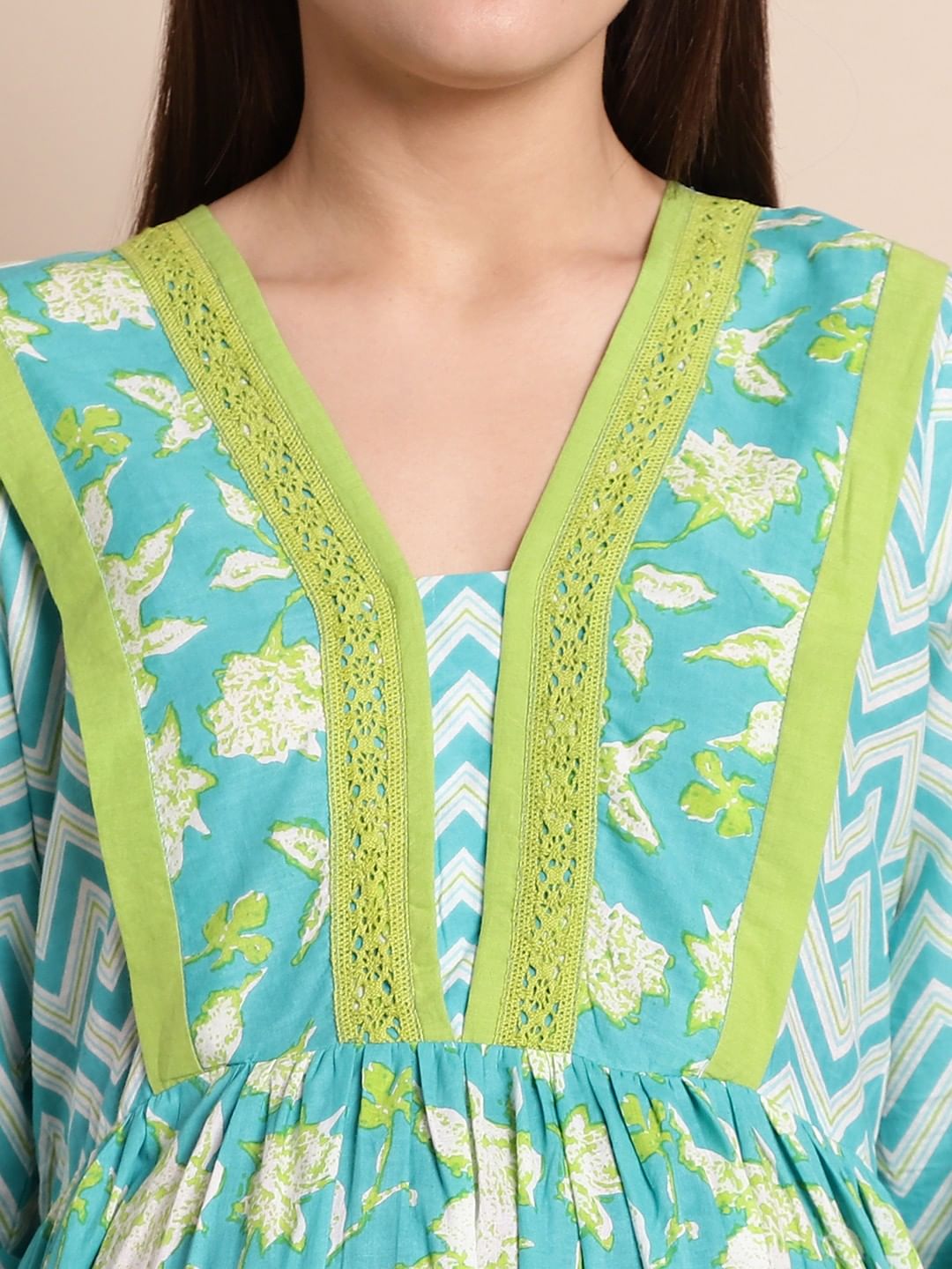 Turquoise & Yellow Floral Maternity Dress