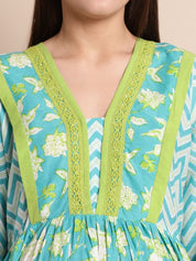 Turquoise & Yellow Floral Maternity Dress