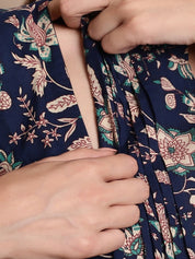 Navy Blue Floral Maternity Dress