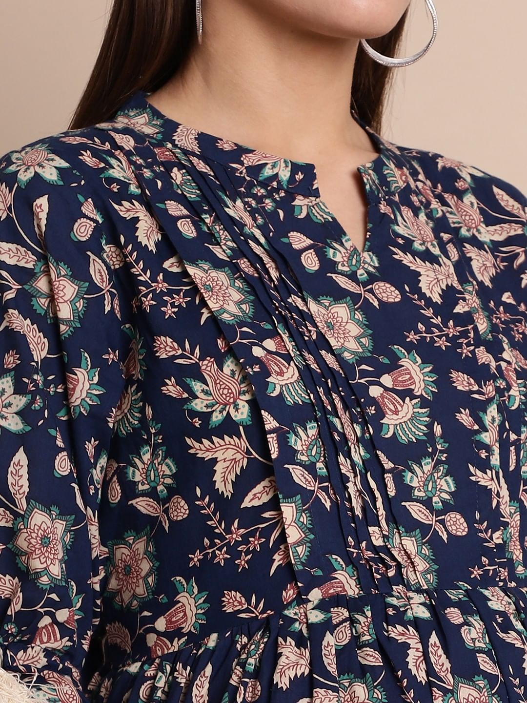 Navy Blue Floral Maternity Dress