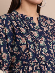 Navy Blue Floral Maternity Dress