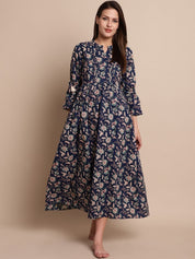 Navy Blue Floral Maternity Dress