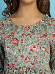 Green Floral Rayon Maternity Dress