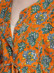 Floral Print Orange Cotton Maternity Nightdress
