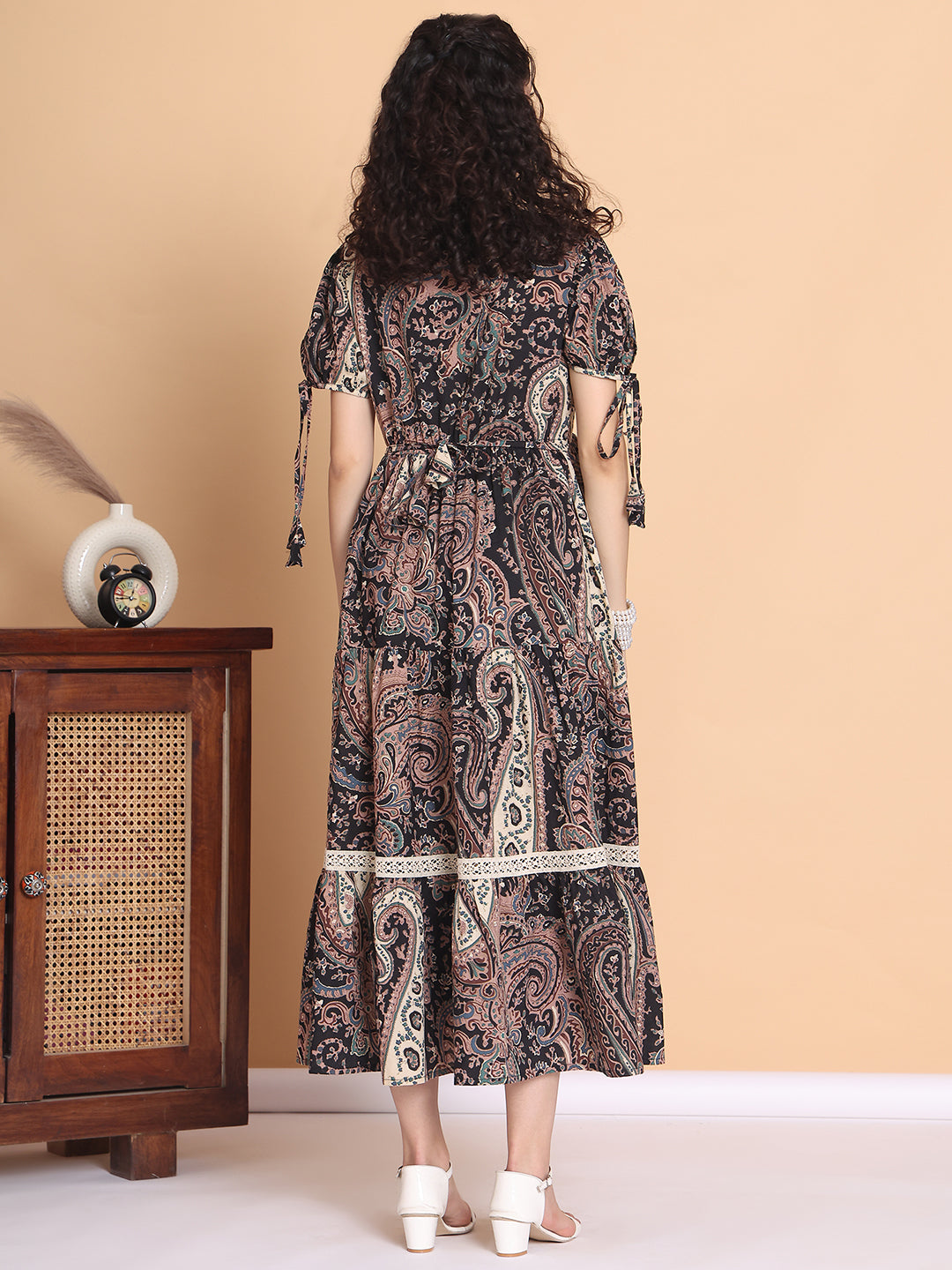 Black Floral Cotton Maternity Dress