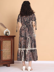 Black Floral Cotton Maternity Dress