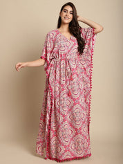 Pink Printed Rayon Kaftan