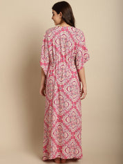 Pink Printed Rayon Kaftan