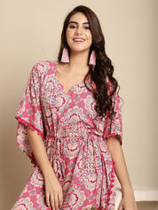 Pink Printed Rayon Kaftan