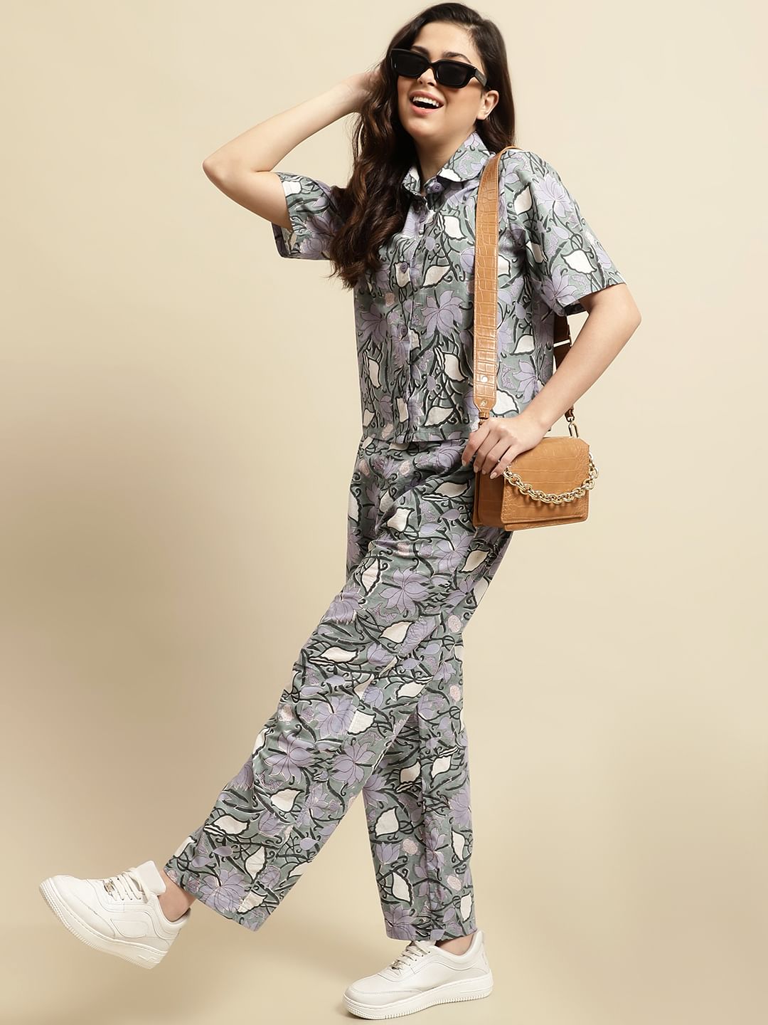 Green Sanganeri Handblock Floral Print Co-ord Set