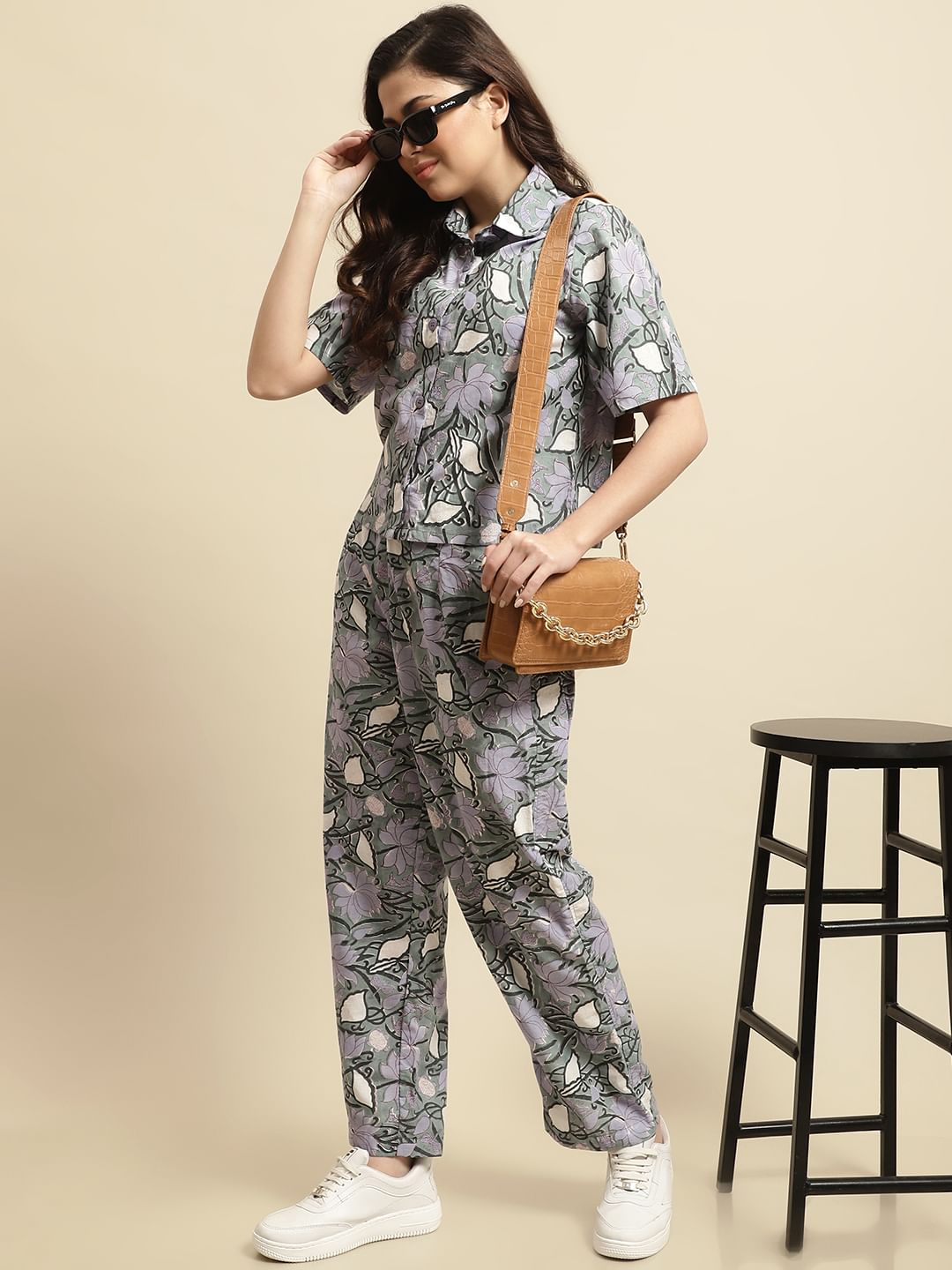 Green Sanganeri Handblock Floral Print Co-ord Set