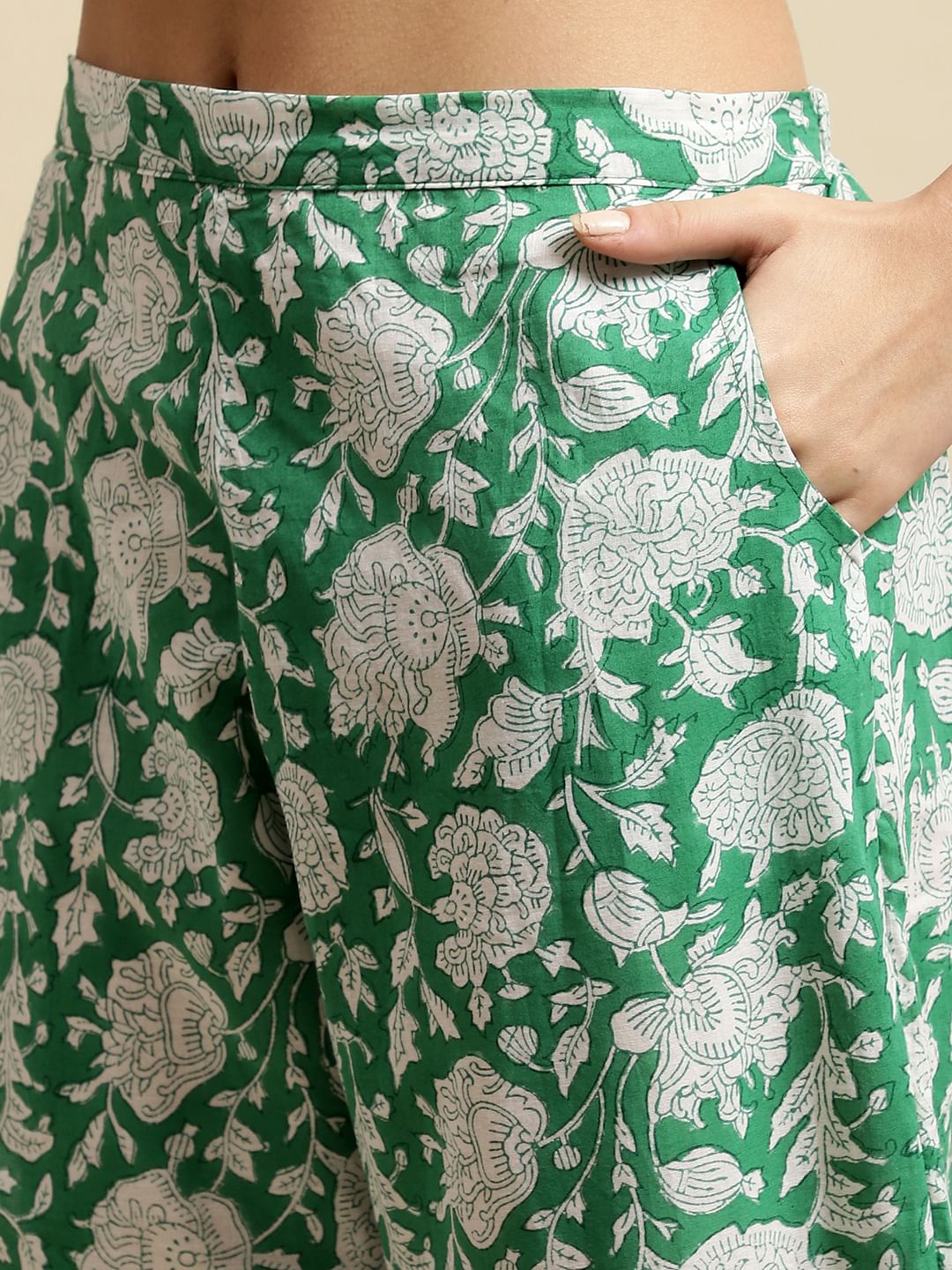 Turquoise Green & White Block Print Co-ord Set