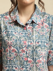 Blue Sanganeri Block Print Co-ord Set