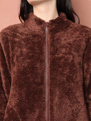 Brown Faux Fur Winter Night Suit