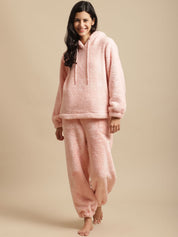 Ligth Pink Faux Fur Winter Night Suit