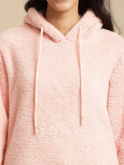 Ligth Pink Faux Fur Winter Night Suit