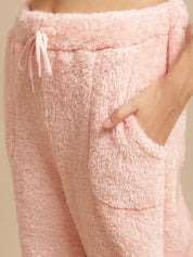 Ligth Pink Faux Fur Winter Night Suit